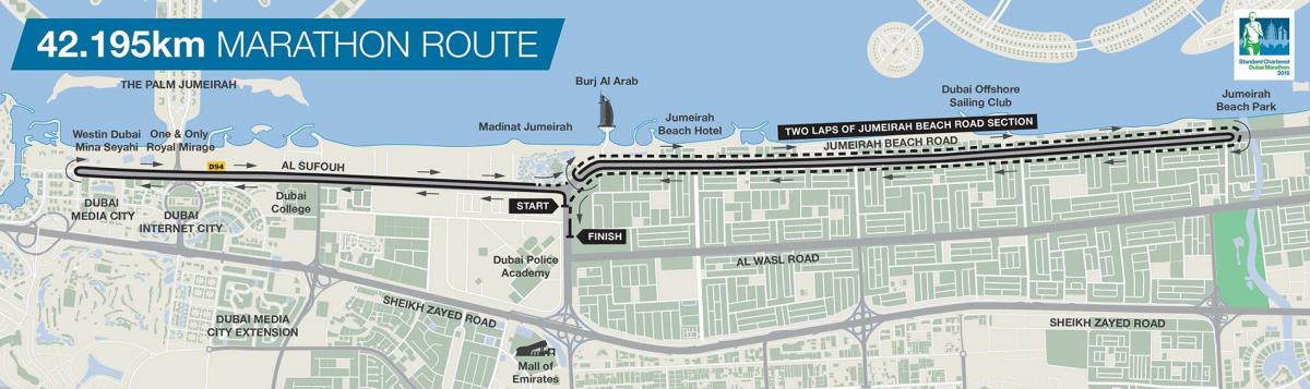 bản đồ của Dubai marathon