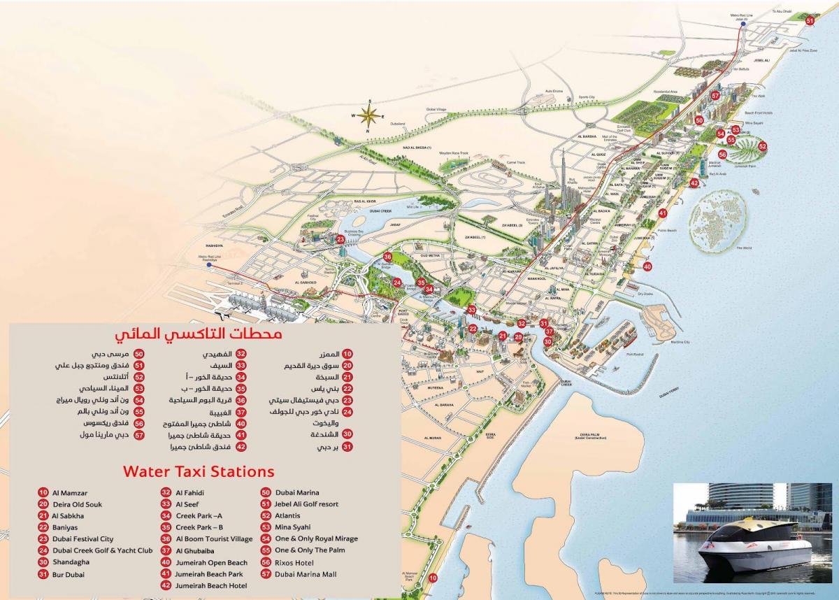 Dubai nước taxi bản đồ đường