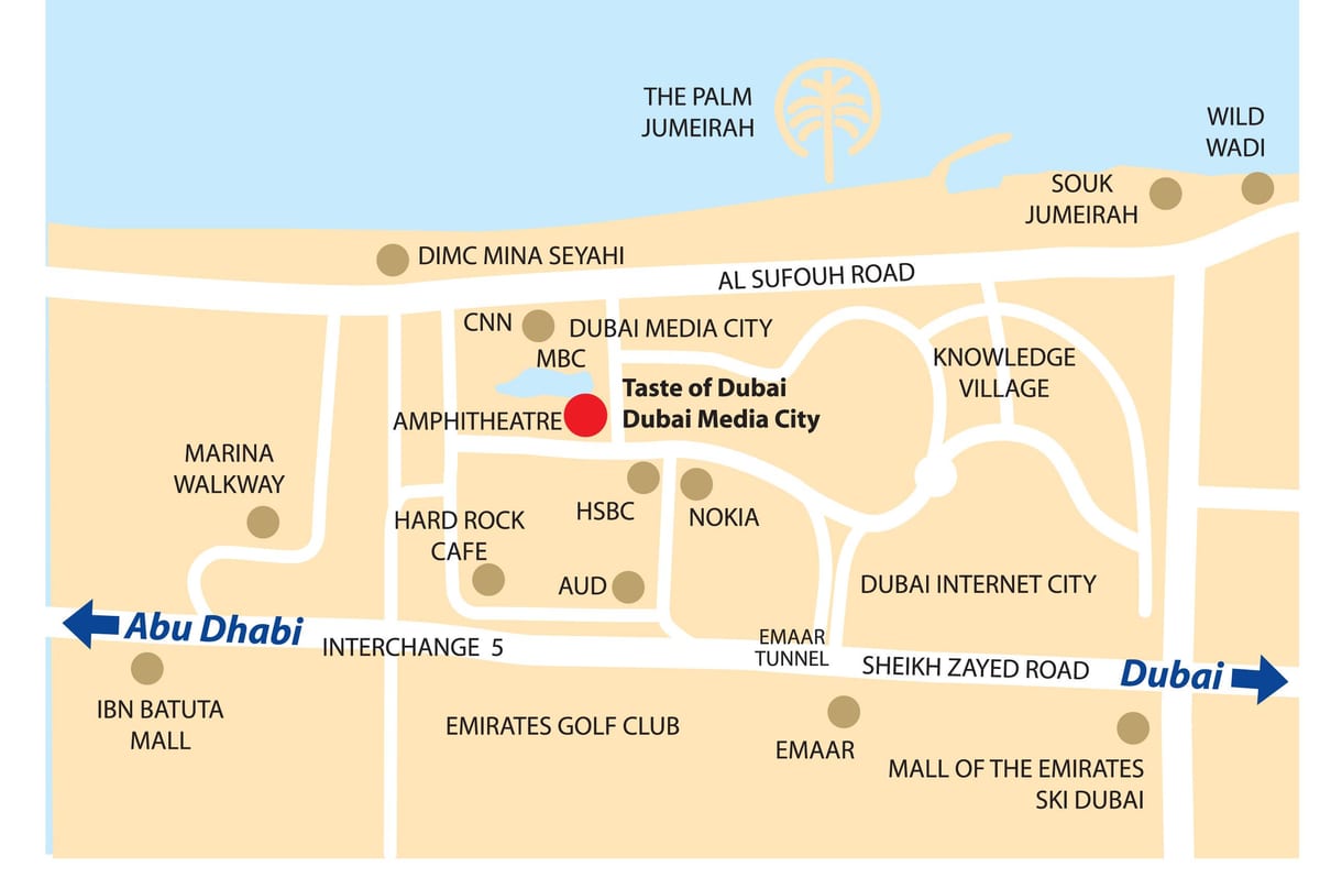 Dubai phương tiện truyền thông thành phố, bản đồ vị trí