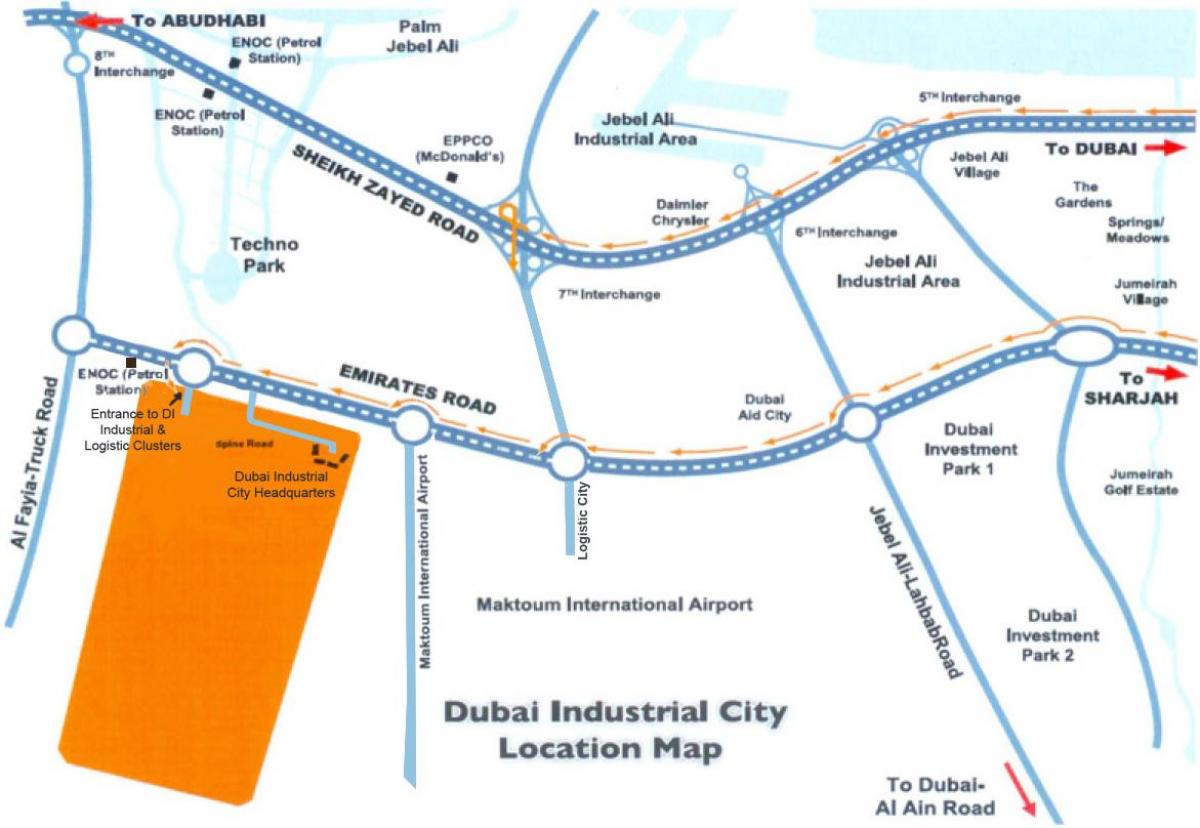 bản đồ của Dubai thành phố công nghiệp,