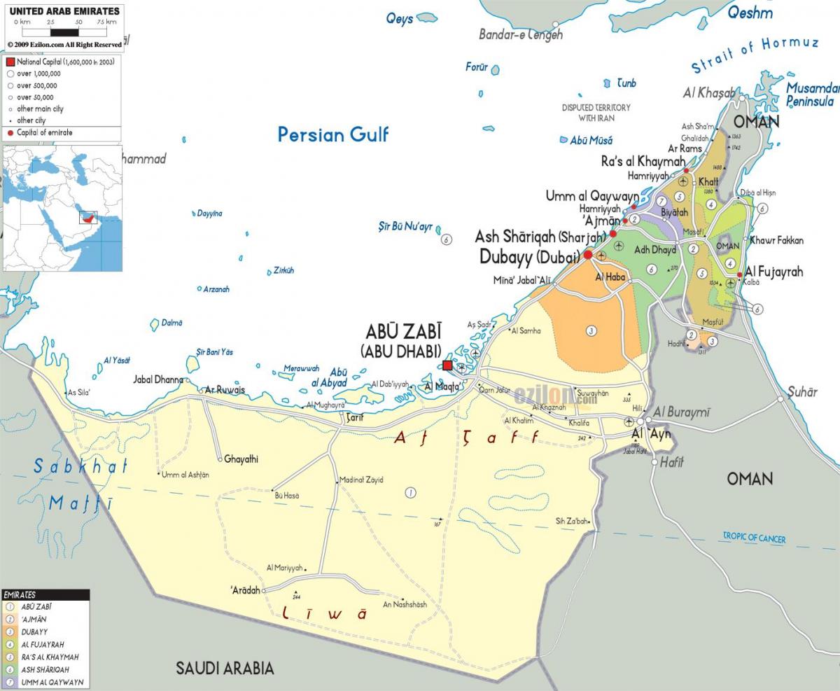 bản đồ của Dubai UAE
