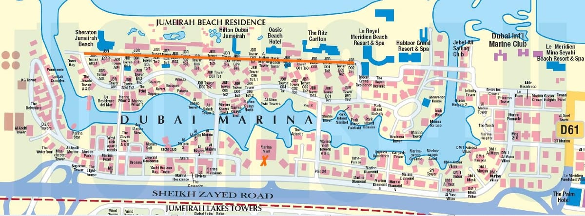 JBR bản đồ Dubai