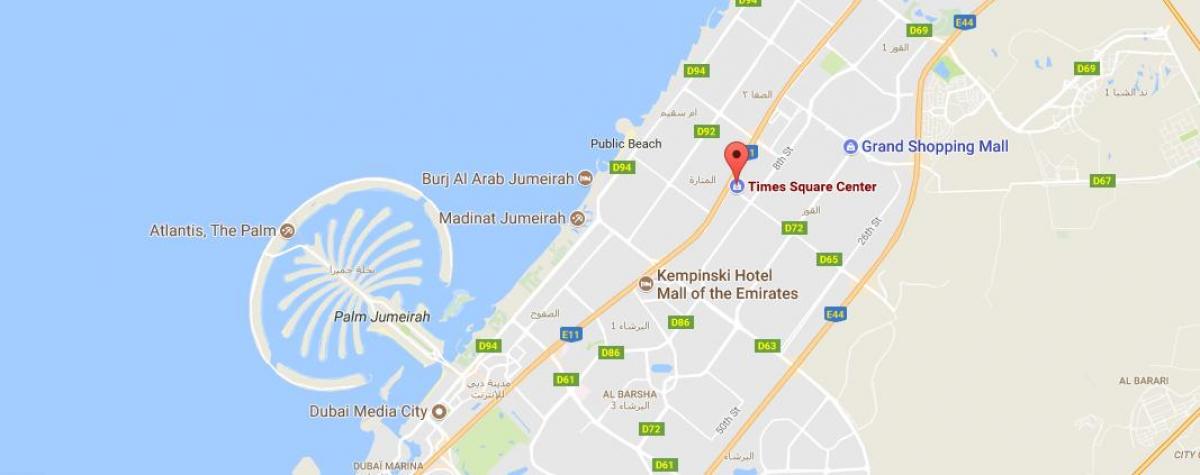 bản đồ của Times Square trung Tâm Dubai