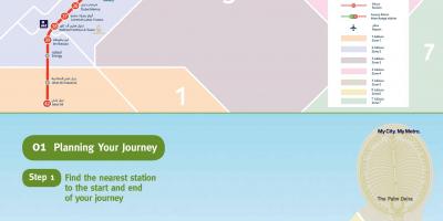 Tàu điện ngầm bản đồ Dubai đường màu xanh