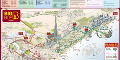 Dubai bản đồ với một địa điểm du lịch