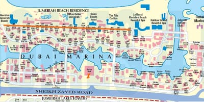 JBR bản đồ Dubai